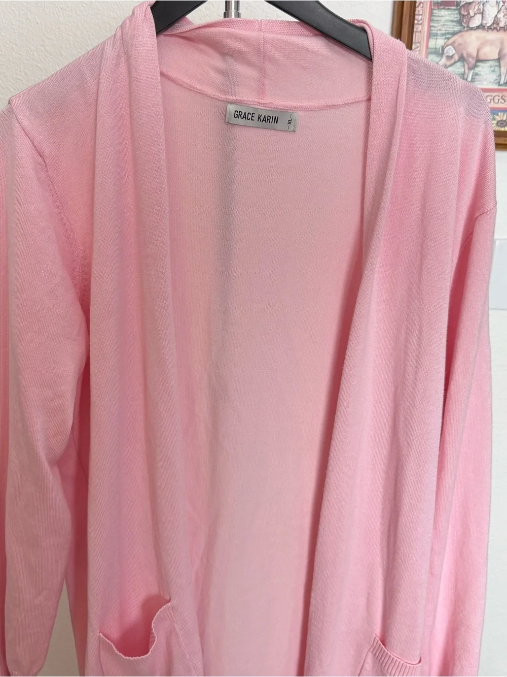 Grace Karin Women's Light Pink Open-Front Cardigan Sweater extra long